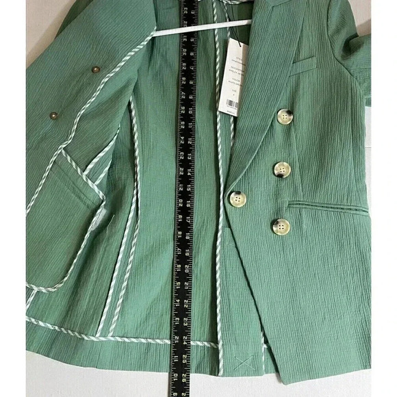 Veronica Beard Emsley Double Breasted Blazer Jacket Linen Blend Green Si… - Picture 12 of 13